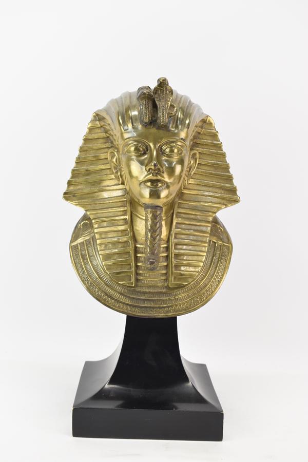 Tutankhamun Brass Bust Sculpture on Stand (1 of 6)