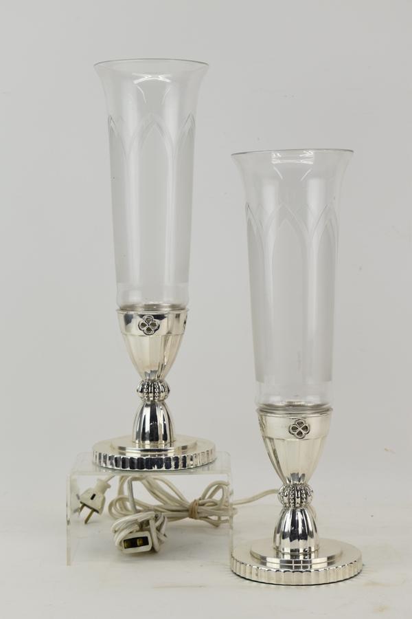 Pair of Art Deco Chromed Bedside Lamps (1 of 7)
