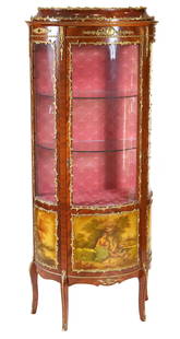 Louis XVI Style Gilt-Metal Mahogany Vitrine: 19th/20th C.5'5"h x 26"w x 15"d