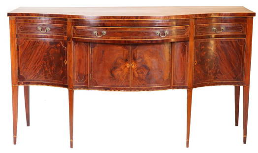 Federal Inlaid Mahogany Serpentine Sideboard: New York, ca. 1800-182041"h x 72"w x 29"d