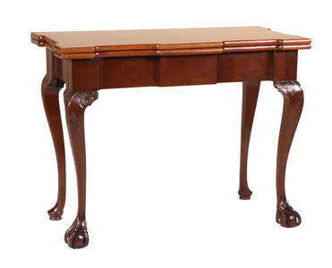 Chippendale Carved Mahogany Open-Talon Card Table