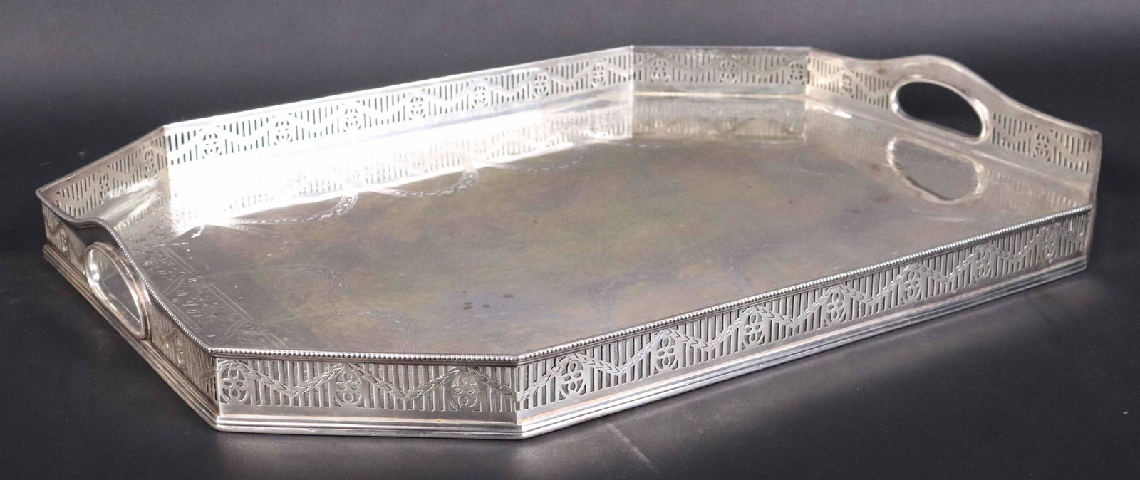 Double Handled Galleried Serving Tray in Plate (1 of 7)