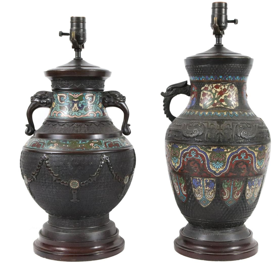 Two Chinese Champleve Bronze Vases (1 of 14)