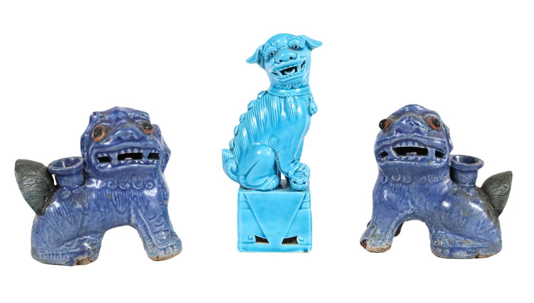 Pair of Chinese Fu Lion Joss Stick Holders (1 of 9)