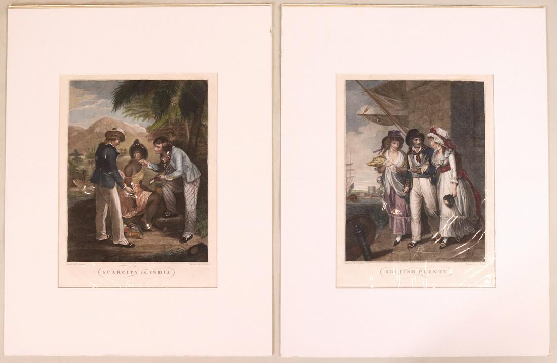 Two Engravings British Plenty & Scarcity in India (1 of 10)