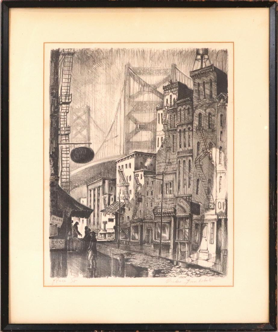 Etching, Vintage Continental Street Scene (1 of 10)