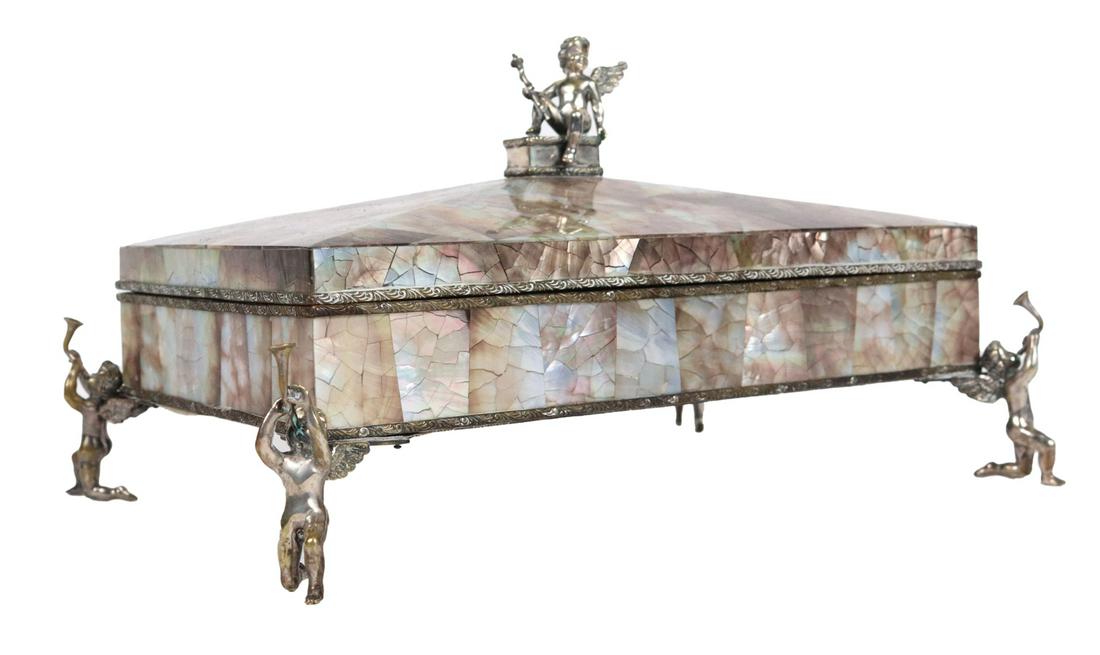 Mother-of-Pearl & Silver Plated Mounted Box (1 of 9)
