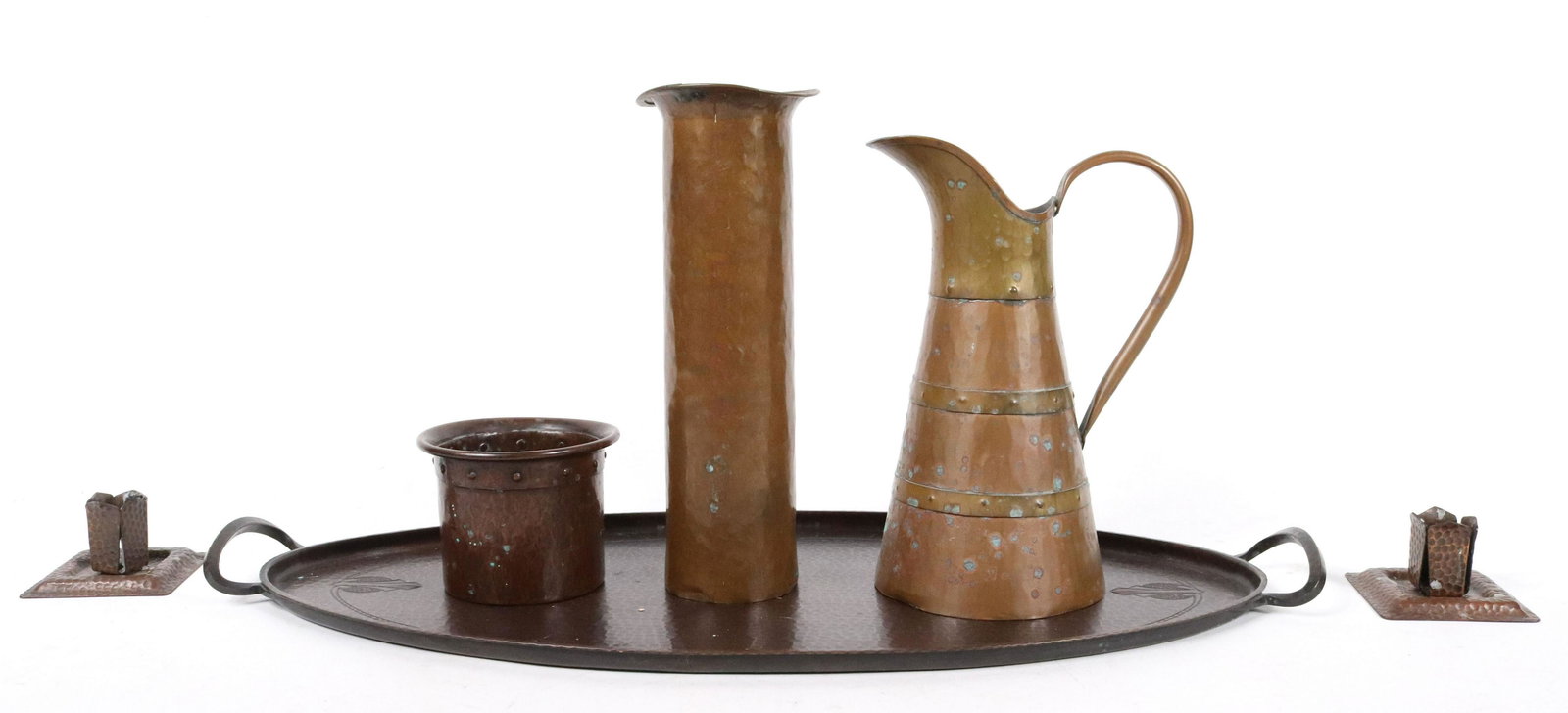 Six Arts & Crafts Hammered Copper Table Articles (1 of 20)