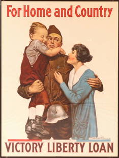 Alfred Everitt Orr, "For Home and Country": (American, b. 1886) Lithograph, 191841"h x 28"w