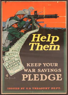 Casper Emerson, Victory War Bond Poster: (American, 1878-1948) With slogan "Help Them Keep your War Savings"29"h x 19"w