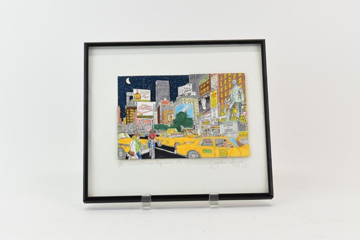 John Suchy Times Square NYC 3D Pop Art 1992: John Suchy Times Square NYC 3D Pop Art 1992, mixed media piece signed in pencil along and numbered 219/300 Appears to be in good condition. Overall: 10-5/8"h x 9-3/8"w Sight: 7-3/8"h x 4-7/8"w