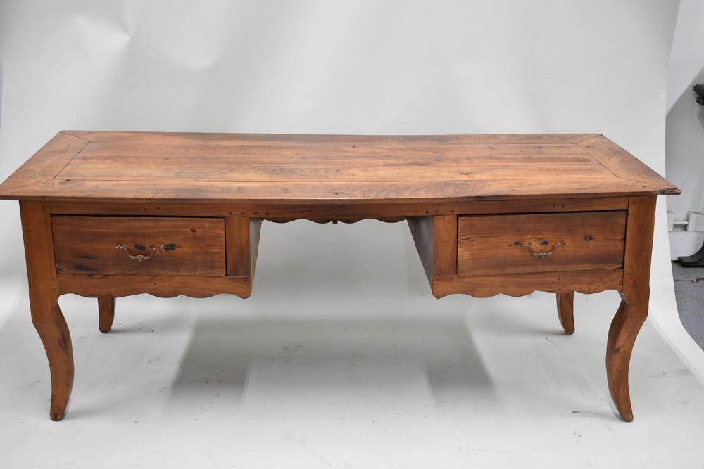 Antique Continental Writing Desk: Antique Continental Writing Desk Used condition, wear/worn, surface distress 30"h x 29-3/4"w x 76-1/2"l