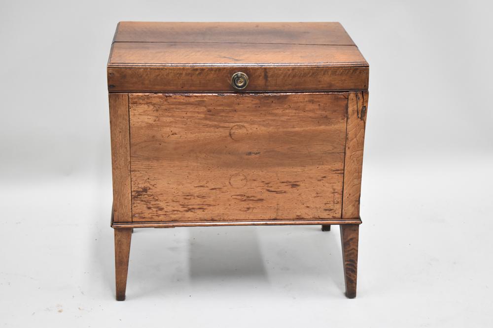 Antique Mahogany Cellarette: Antique Mahogany Cellarette on Legs Used condition, wear/worn, surface distress, crack to top, losses, stains to interior, bottom of cabinet is loose Appx. 20-3/4"h x 14"d x 20"w
