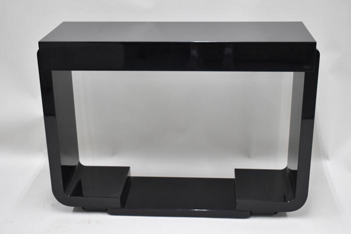 Modern JIMECO Black Lacquered Console Table: Modern JIMECO Black Lacquered Console Table, with label Used condition, wear/worn 34-1/2"h x 47"w x 16"d