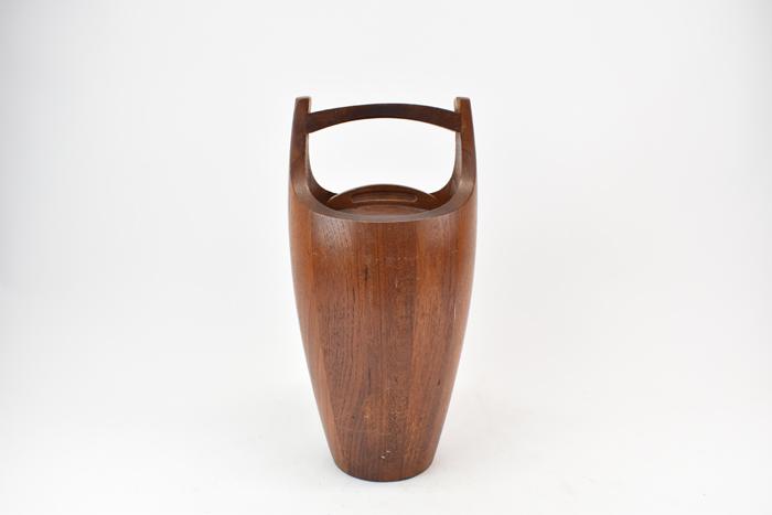 Vintage Dansk Teakwood Ice Bucket: Jens Quistgaard for Dansk Teakwood Ice Bucket Used condition, wear, worn, surface distress, chips 15-1/2"h x 7-1/2"w