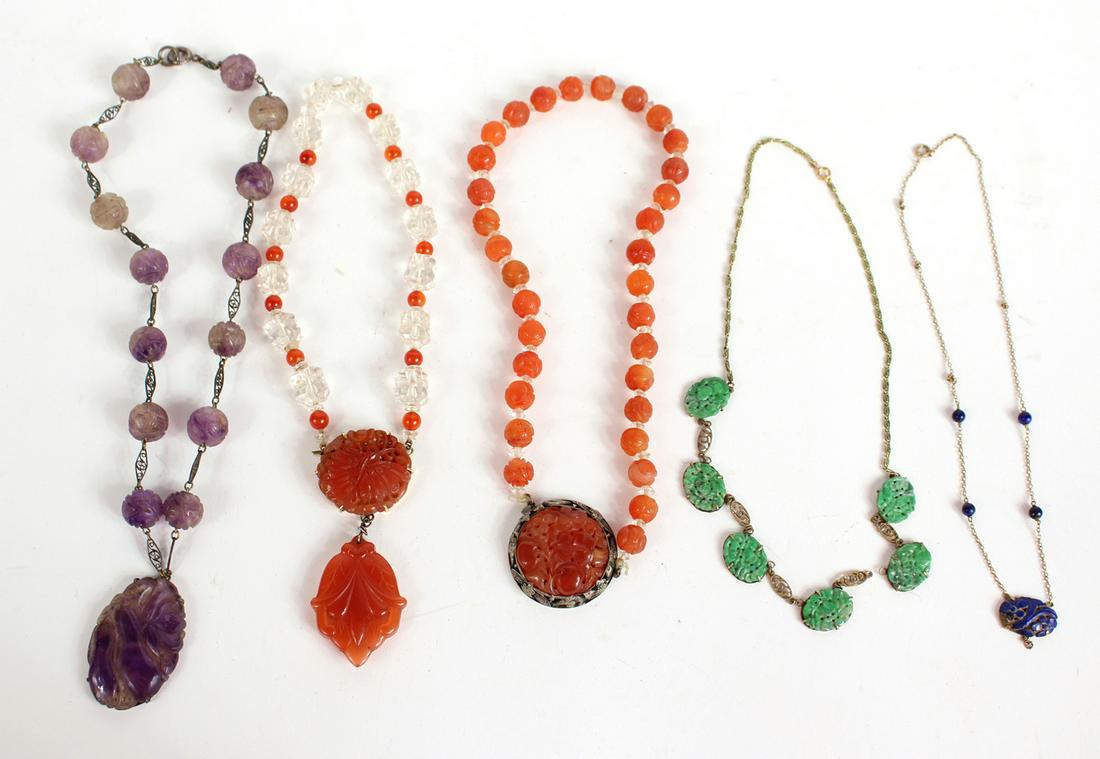 Two Asian Sterling Silver and Hardstone Necklaces (1 of 11)