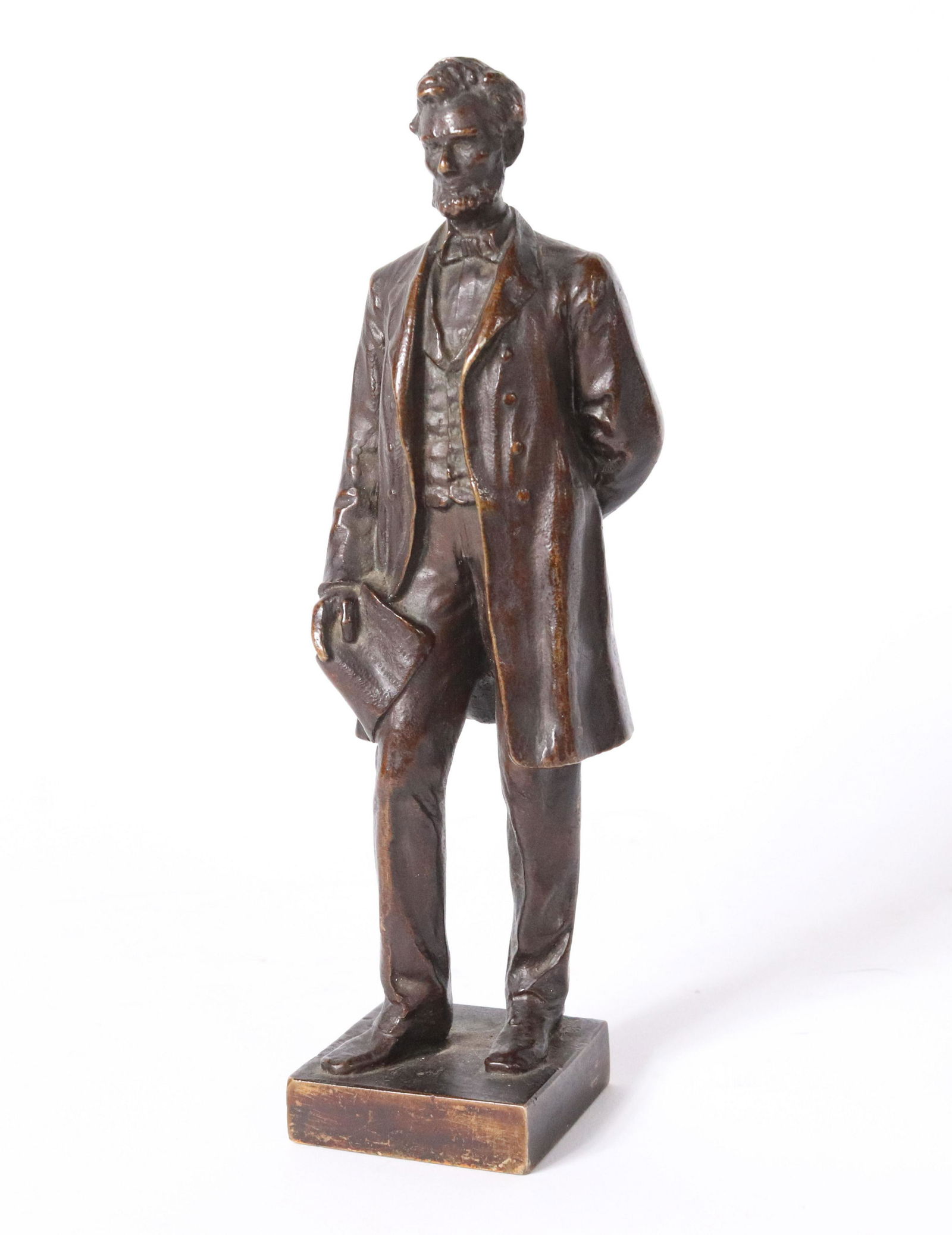 George Edwin Bissell, Cast Bronze of Lincoln: (American, 1839-1920) unsigned, possibly a maquette for a 16" example produced for Gorham in 1898 8-1/4"h