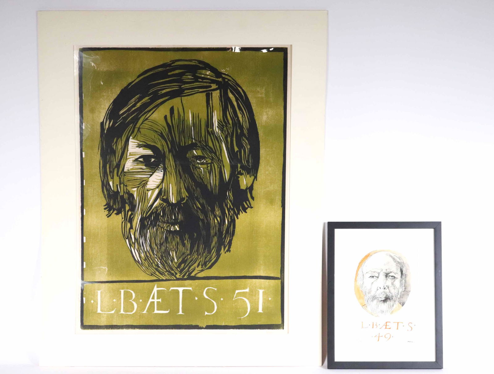 Leonard Baskin, Watercolor, Self-Portrait at 49 (1 of 10)