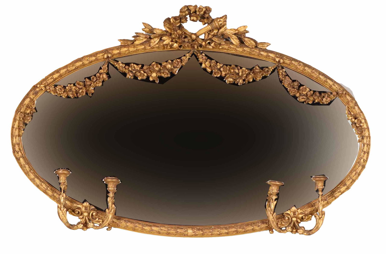 Louis XVI Style Giltwood Girandole Mirror (1 of 11)