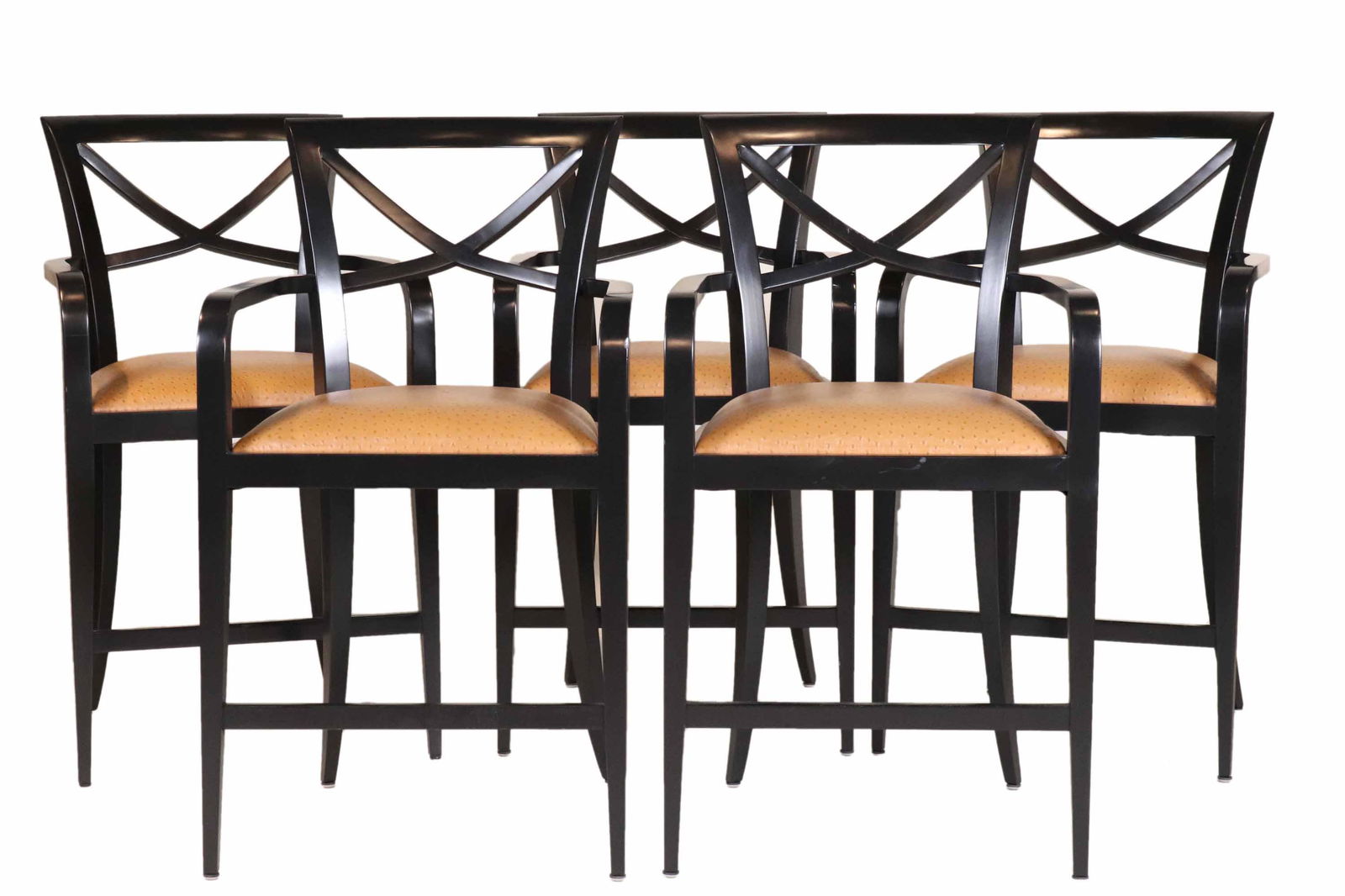 Five Modern Ebonized and Ostrich Barstools (1 of 9)