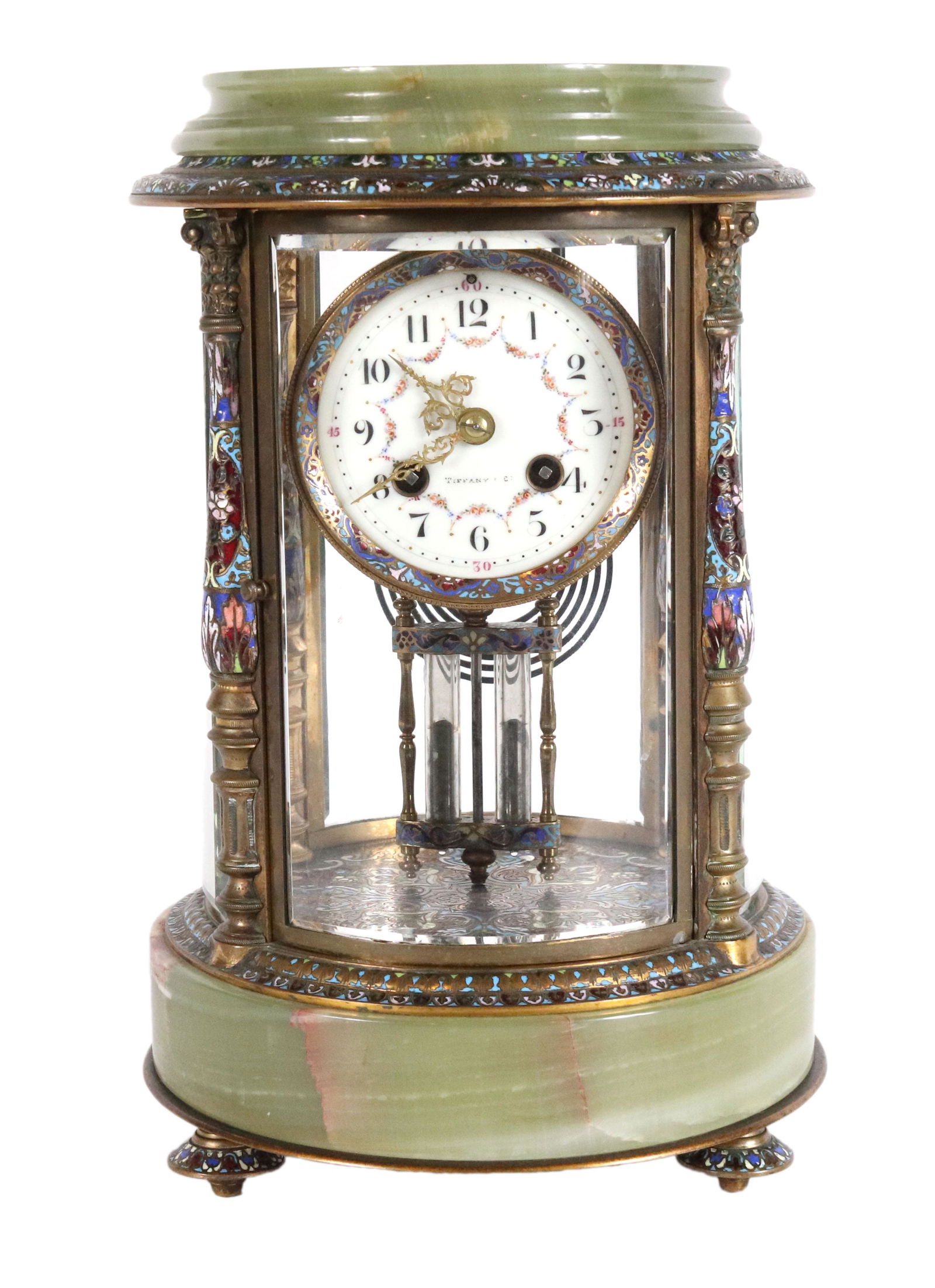 Tiffany & Co. Hardstone & Champleve Mantel Clock (1 of 13)