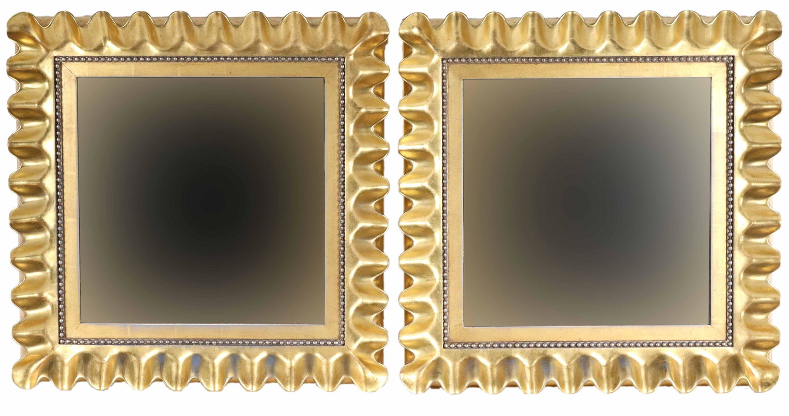 Two Contemporary Giltwood Ruffled Edge Mirrors (1 of 8)