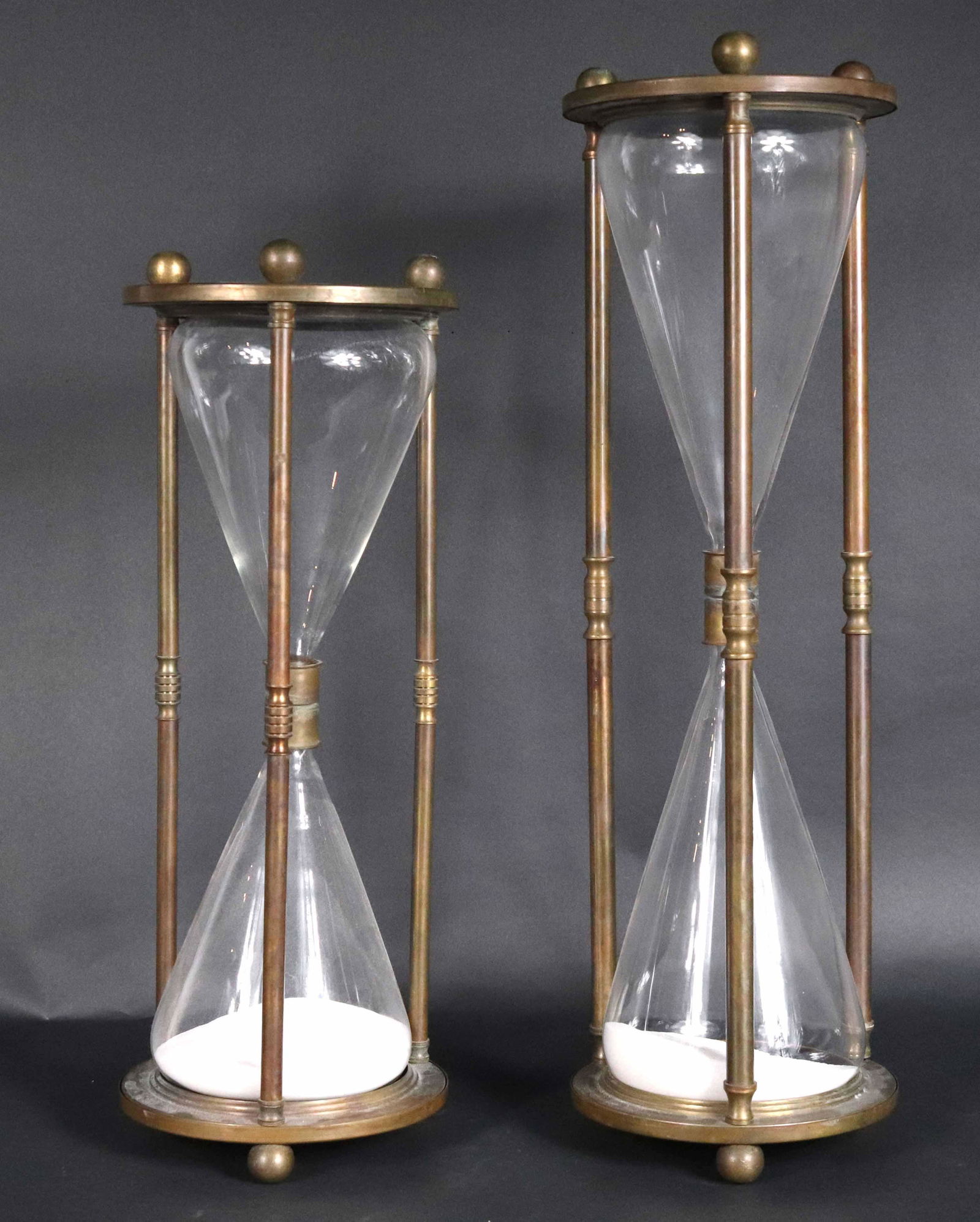 Two Brass and Glass Hourglasses (1 of 6)