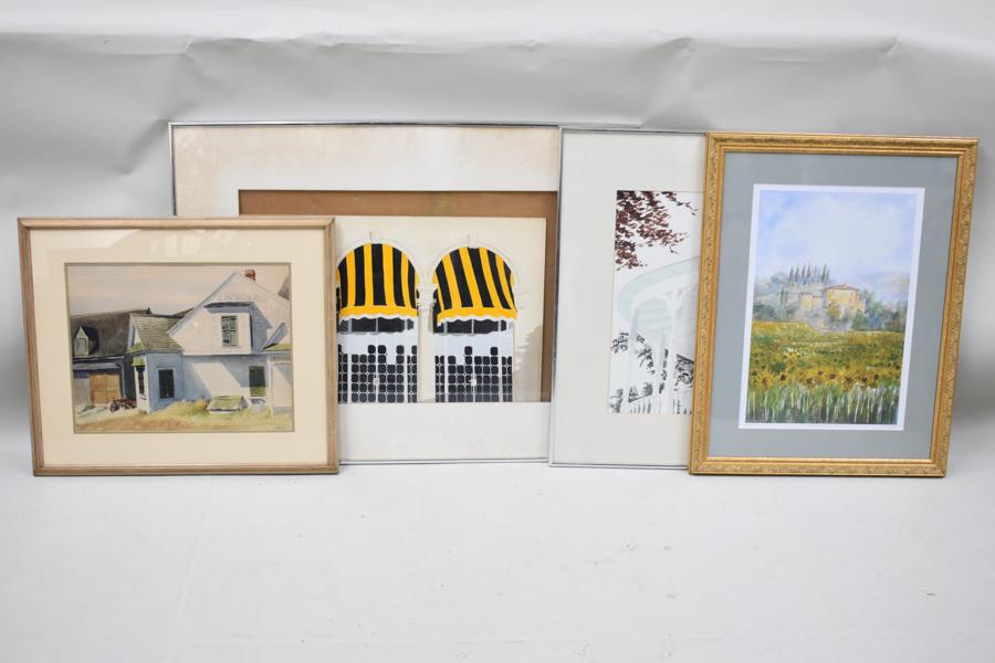 Myles Cavanaugh Oil on Canvas of Portrait: Myles Cavanaugh Oil on Canvas of Portrait together with a Fernando Torm "Iris" lithograph signed lower right 9/195, two Barbara Santa Coloma signed water colors, an Edward Hopper print, an early 1900'