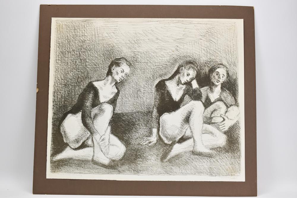 Moses Soyer Three Dancers Artist Proof Lithograph: Moses Soyer Three Dancers Artist Proof Lithograph signed l.r., 'artist proof' in pencil l.l., unframed. Used condition Sight: 24"h x 20"w
