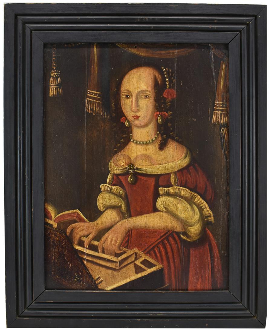 Oil on Panel, Young Woman Playing a Virginal (1 of 11)