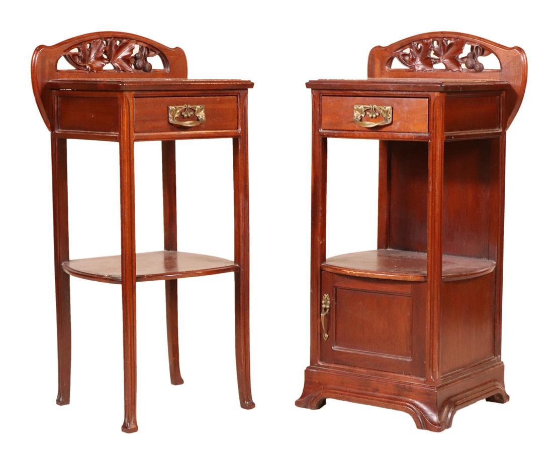 Two Art Nouveau Mahogany Marble Top Side Tables (1 of 10)