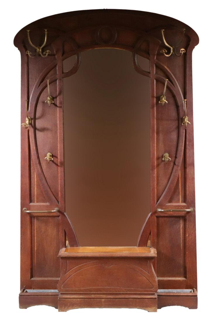 Art Nouveau Oak Hall Tree (1 of 10)