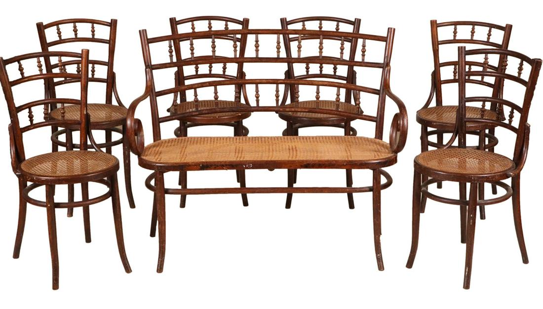 Suite of Bentwood Caned Seating Furniture (1 of 12)