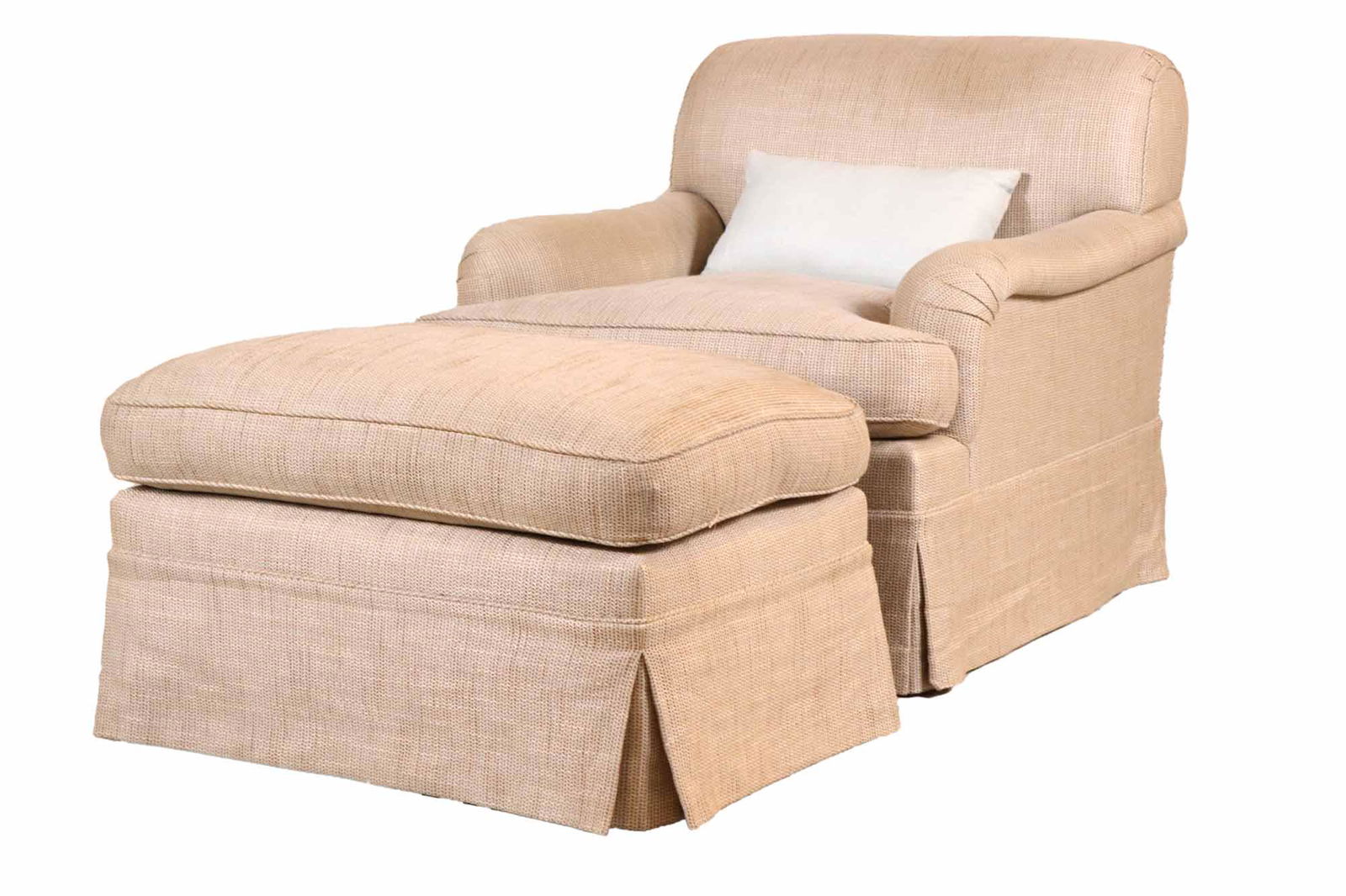 Beige-Upholstered Club Chair and Ottoman (1 of 9)