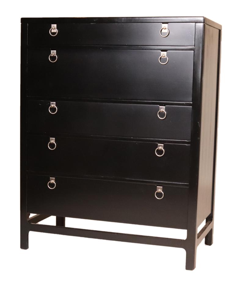 Modern Ebonized Tall Chest of Drawers (1 of 8)
