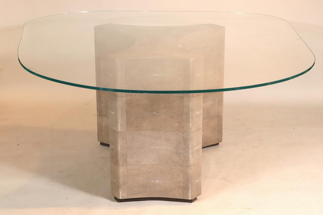 Modern Glass Top Shagreen Base Dining Table (1 of 10)