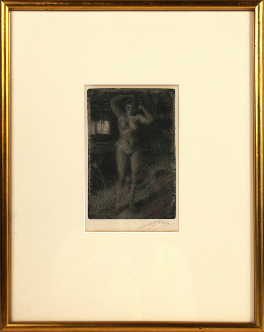 Anders Zorn, Etching, "Anna Doing Her Hair" (1 of 7)