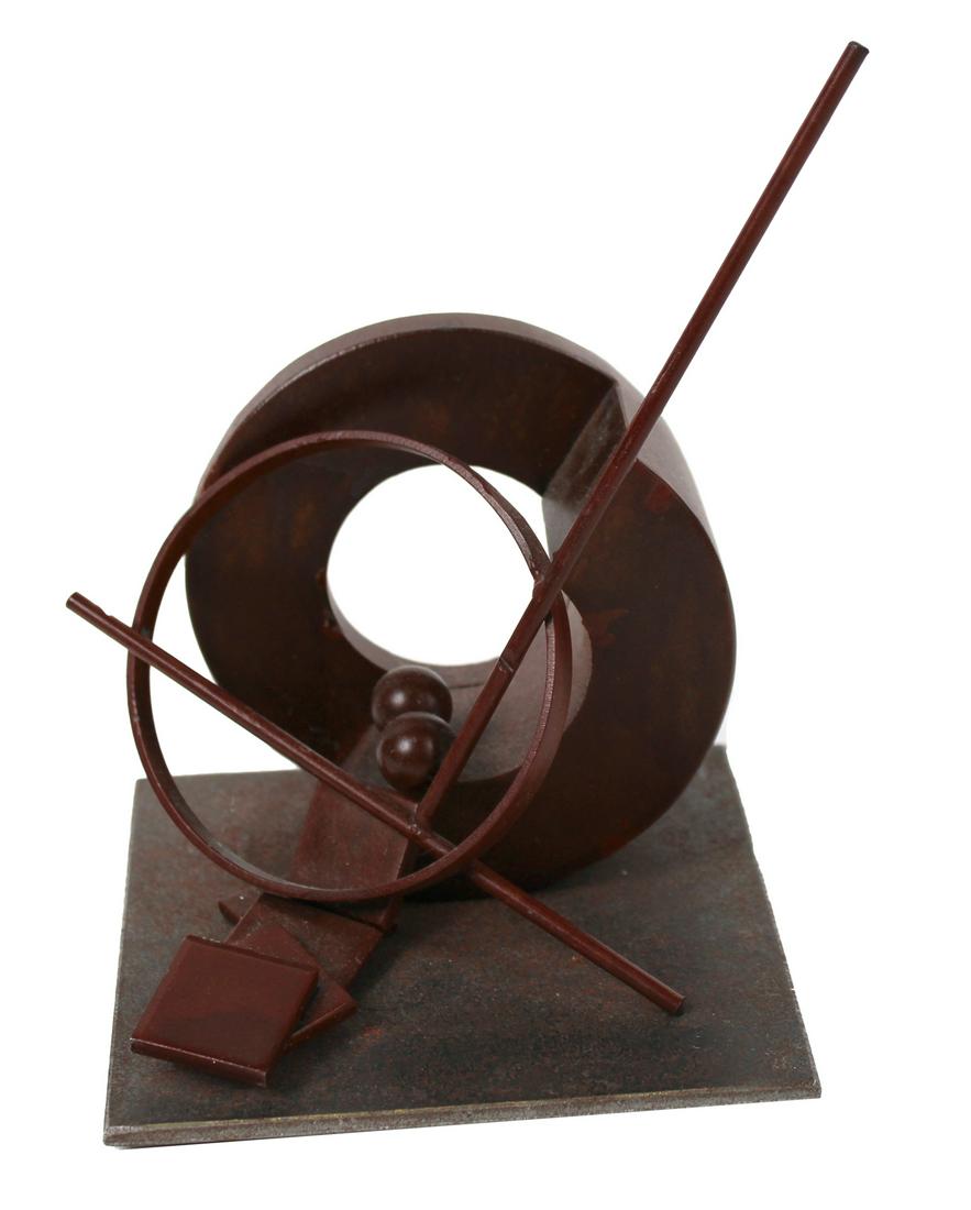 Fletcher Benton, "Donut With Balls and Ring": (American, 1931-2019) 2001, welded metal maquette for larger sculpture, signed and dated on base 3-1/4"h x 4"w x 4"d Provenance: Property from the Estates of David and Laura Finn, Westchester County,