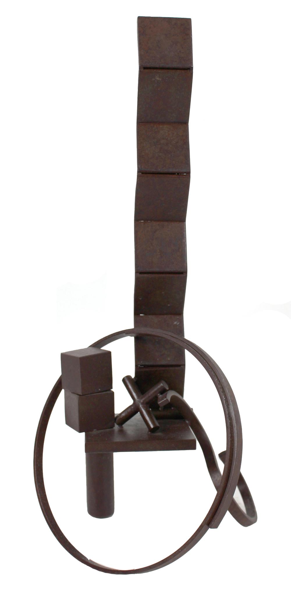 Fletcher Benton, "One Legged Table S and X": (American, 1931-2019) 2002, iron, signed and dated on back Appx. 17"h Provenance: Property from the Estates of David and Laura Finn, Westchester County, NY