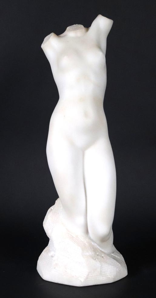 Max Kalish, Marble, Female Torso: (American, 1891-1945) ca. 1933, signed "M. Kalish" on lower right of base Appx. 18"h x 5-3/4"dia Provenance: Conner Rosenkranz, New York; Property from the Estates of David and Laura Finn, Westchester