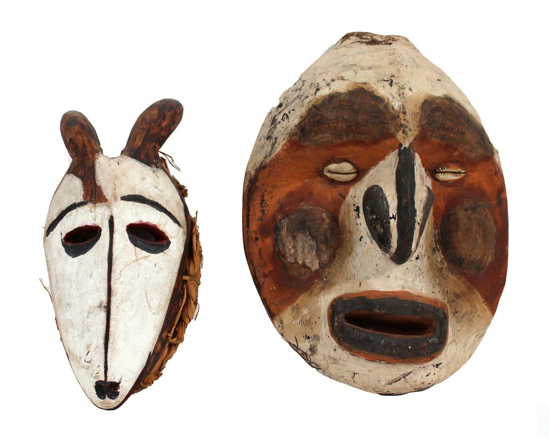 Two Painted Wood Tribal Masks (1 of 8)