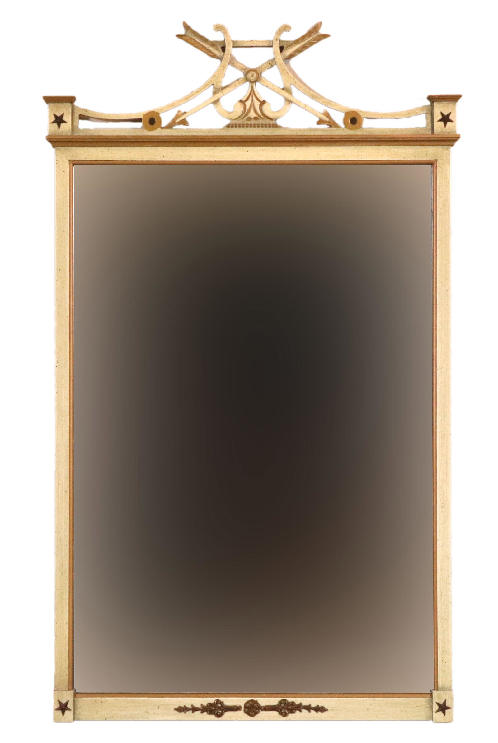 Neoclassical Style White and Gold Painted Mirror: 20th C. 41-3/4"h x 24-1/2"w