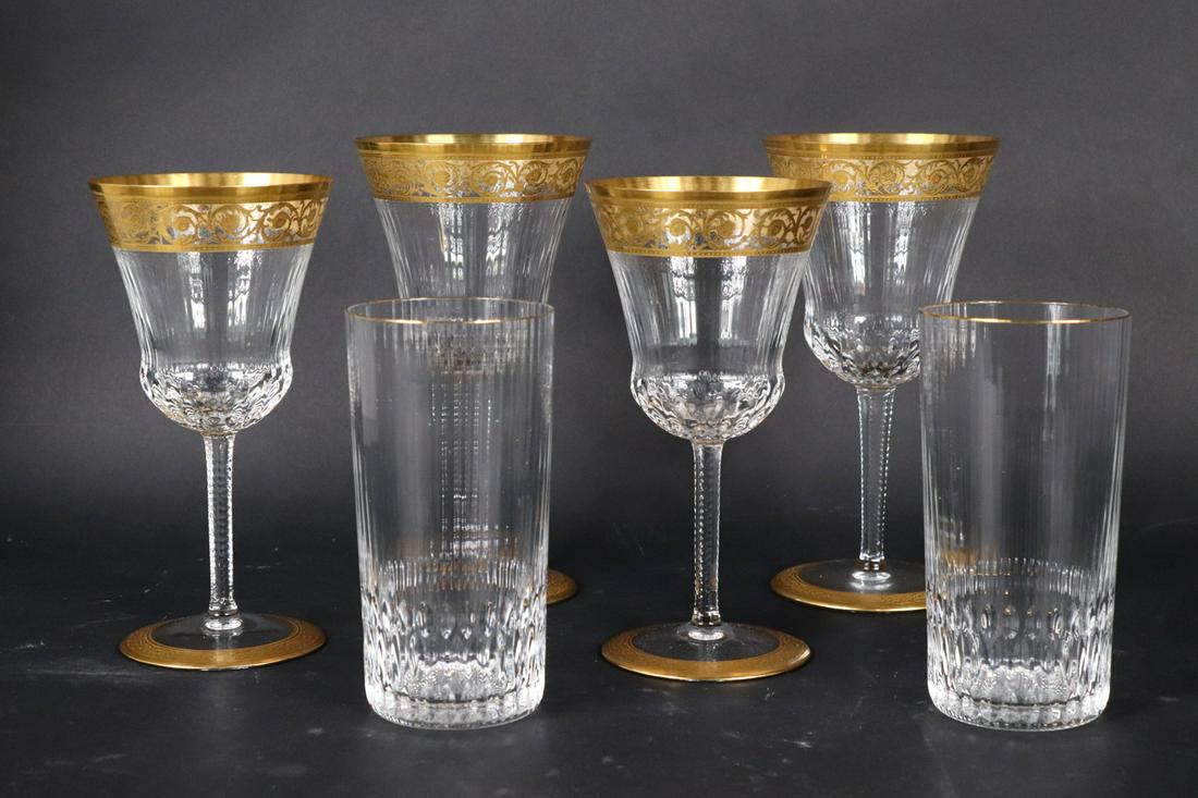 24 Saint Louis Thistle Pattern Water Goblets: Together with 12 Apollo pattern highball glasses, in original boxes