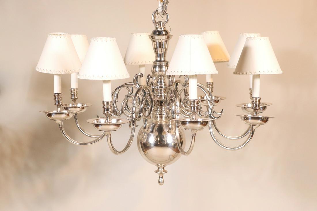Dutch Baroque Style Eight Light Chandelier: 20th C. 24"h x 30-1/2"dia