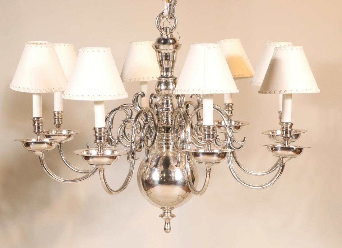 Dutch Baroque Style Eight Light Chandelier: 20th C. 24"h x 30-1/2"dia
