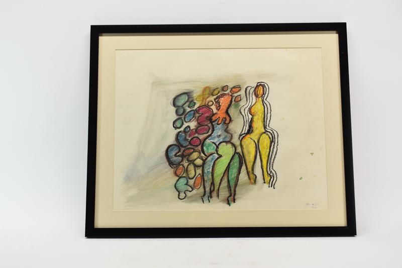 Lucia Wilcox Gouache Abstract Nudes Dated 1970 (1 of 7)