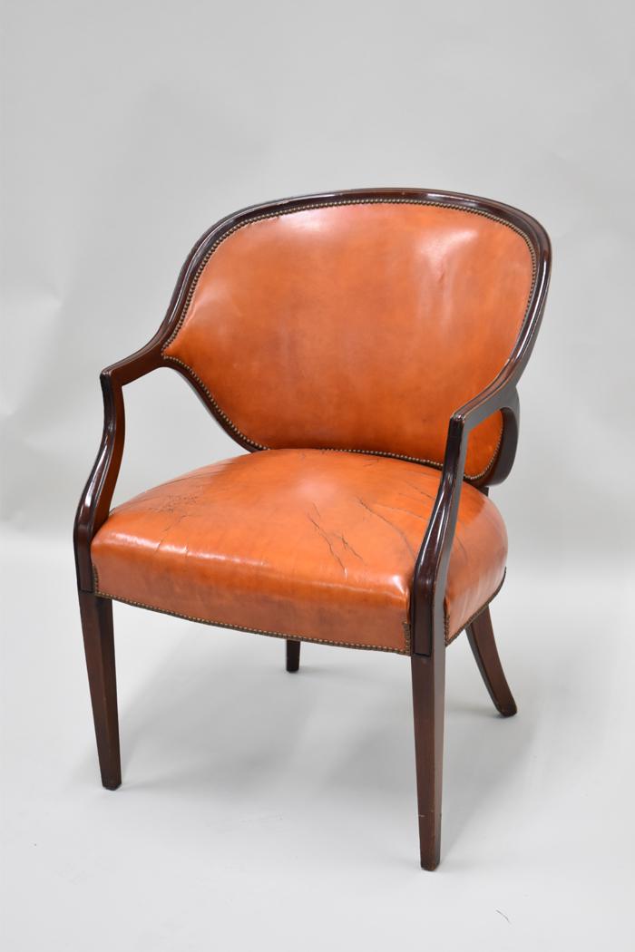 Regency Style Leather Library Armchair (1 of 6)