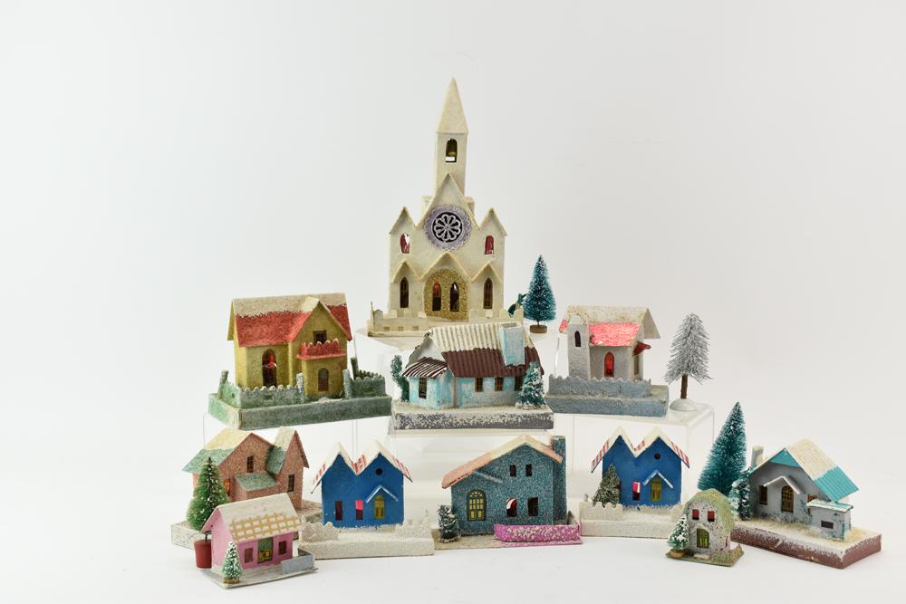 Group of 11 Assorted Vintage Putz Christmas (1 of 8)