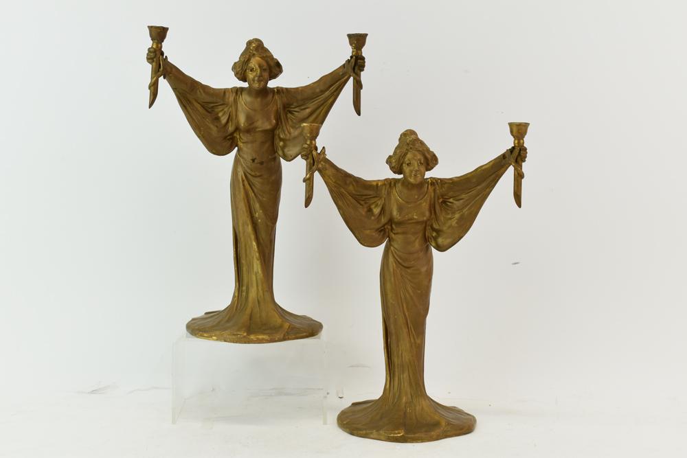 Pair of Art Nouveau Style Figural Lamps (1 of 7)