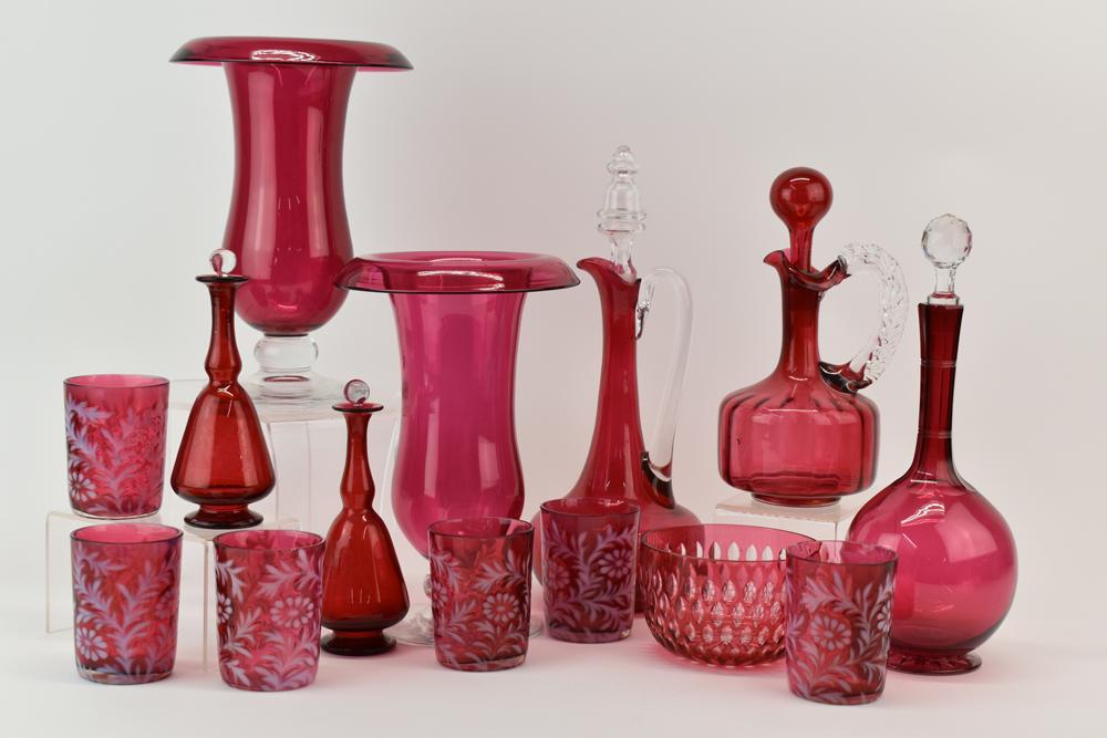 Group of Assorted Cranberry Glassware (1 of 9)